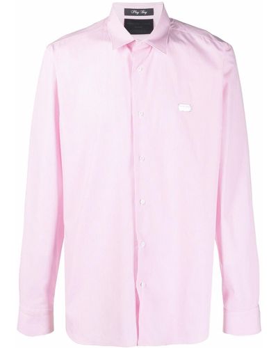 Philipp Plein Gestreept Overhemd - Roze