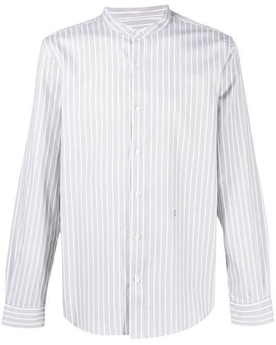 Closed Stripe-print Button Shirt - White