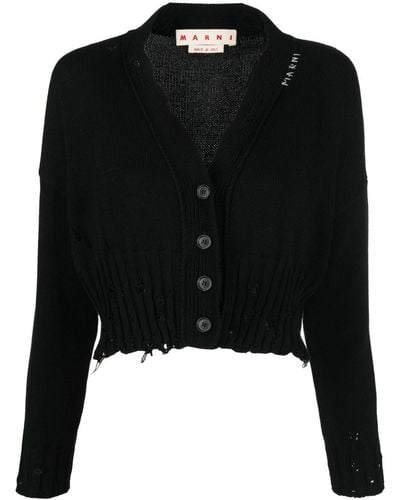 Marni Cardigan crop à effet usé - Noir