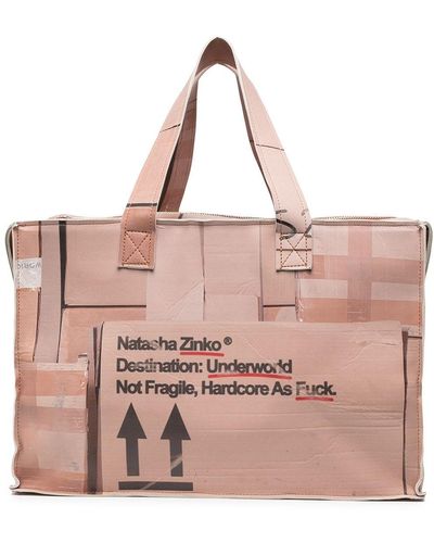 Natasha Zinko Box-print Oversize Shoulder Bag - Brown