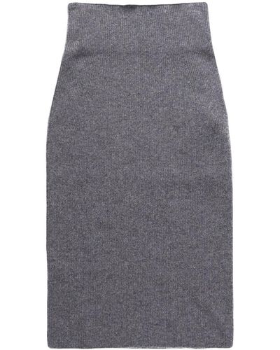 Stella McCartney Ribbed-knit Wool-blend Skirt - Gray