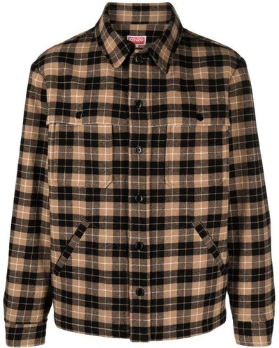 KENZO Checked Button-up Shirt - Brown