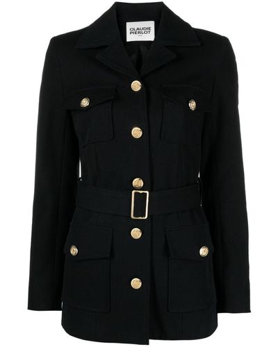 Claudie Pierlot Embossed-buttons Cotton-blend Jacket - Black