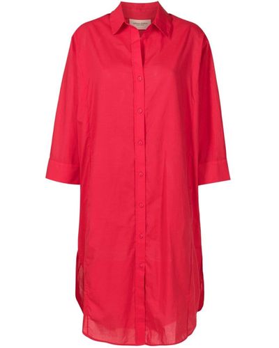 Adriana Degreas Long-sleeve Cotton Shirt Dress - Red