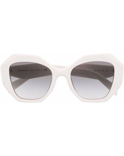 Prada Sonnenbrille mit geometrischem Gestell - Weiß