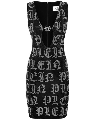 Philipp Plein Robe courte Gothic Plein à ornements strassés - Noir