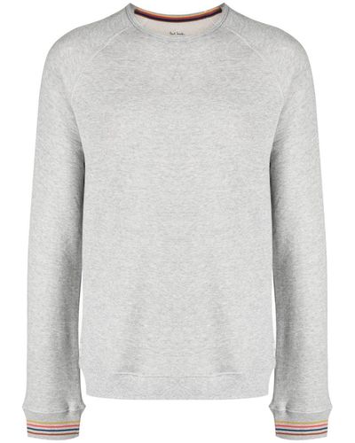 Paul Smith Stripe-detail Cotton Sweatshirt - Grey