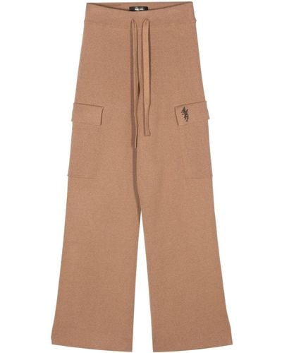 Amiri Logo-embroidered Ribbed Trousers - Brown
