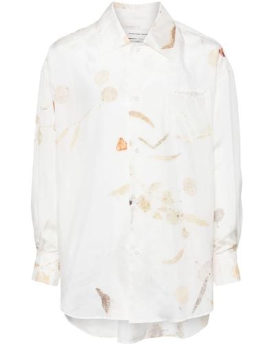 Feng Chen Wang Leaf-print Silk Shirt - White