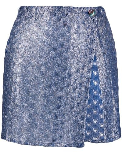 Missoni Metallic Crochet-knit Miniskirt - Blue