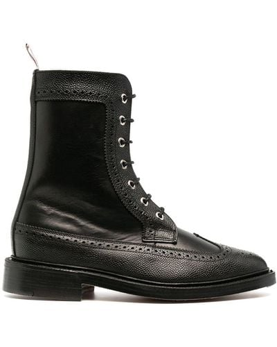 Thom Browne Enkellaarzen Met Brogue Detail - Zwart