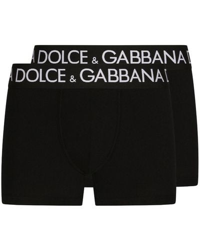 Dolce & Gabbana Twee Boxershorts Met Logoprint - Zwart