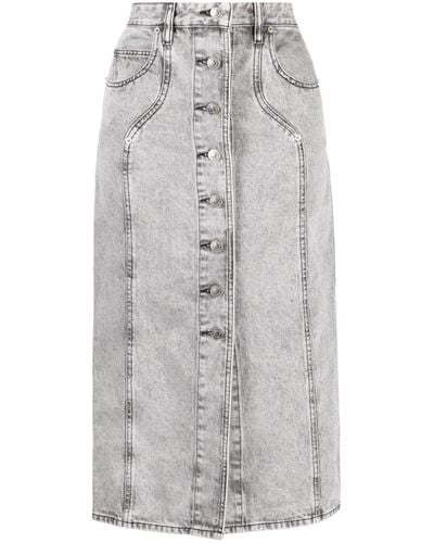 Isabel Marant Vandy Buttoned Midi Skirt - Grey