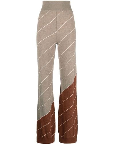 Stella McCartney Diagonal-stripe Wool Flared Pants - Natural