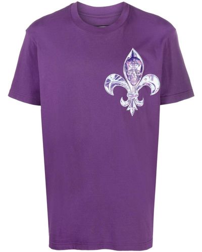 Philipp Plein Skull-print Cotton T-shirt - Purple