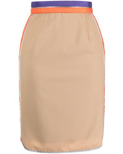 Kolor Stripe-waistband Knee-length Skirt - Natural