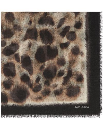 Saint Laurent Écharpe à imprimé léopard - Métallisé