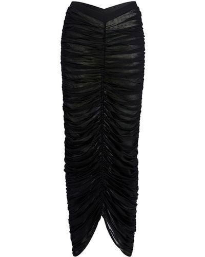 Khaite Laure Ruched Silk Skirt - Black