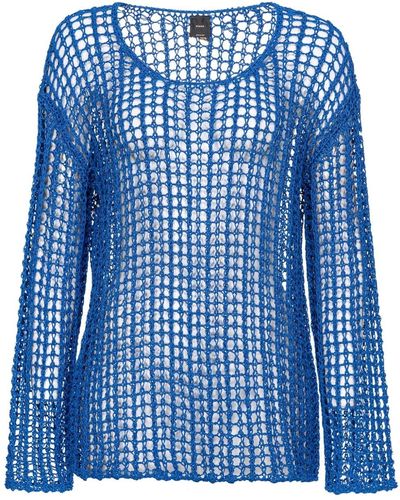 Pinko Semi-sheer open-knit jumper - Blu