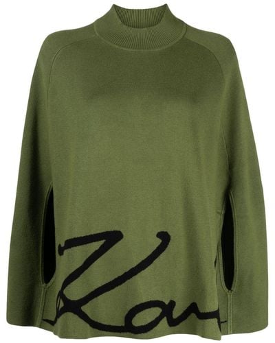 Karl Lagerfeld Karl Signature Fine-knit Cape - Green