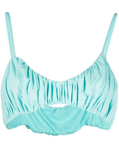 Concepto Ruched Bralette Cropped Top - Blue