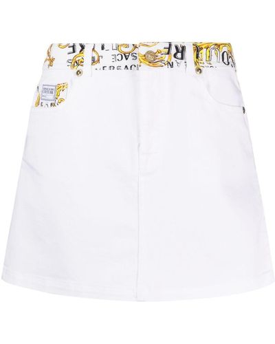 Versace Logo Couture Mini Skirt - White