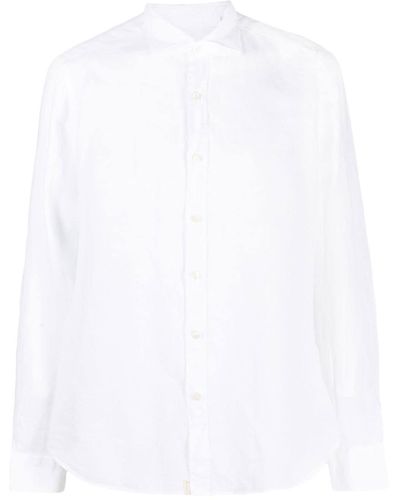 Tintoria Mattei 954 Cutaway Collar Linen Shirt - White