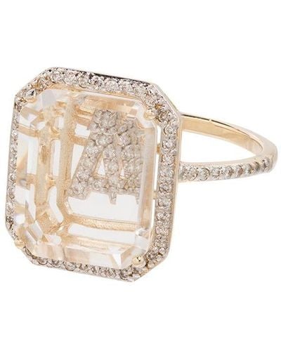 Mateo 14kt Yellow Gold Diamond-embellished Initial Ring - White