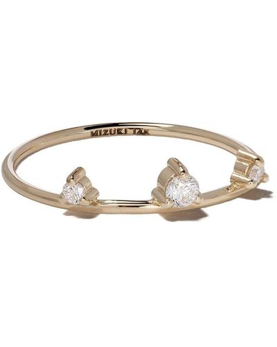 Mizuki 14kt Yellow Gold Three Diamonds Ring - White