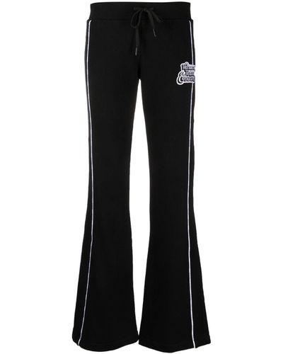 Versace Pantalones con parche del logo y cordones - Negro