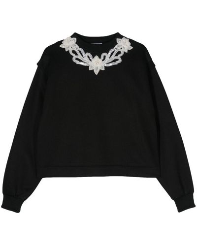 Parlor Bead-detailing Cotton Sweatshirt - Black