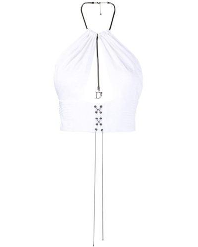DSquared² Night Out Rhinestone-embellished Crop Top - White