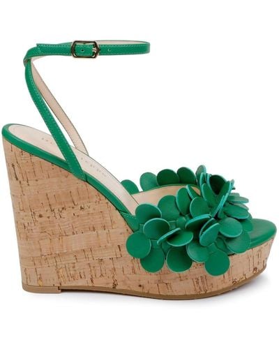 Dee Ocleppo Madrid Leather Wedge Sandals - Green