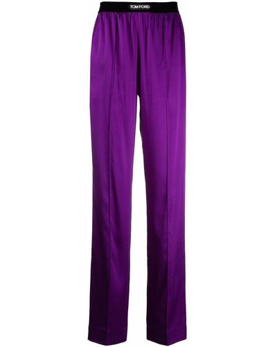 Tom Ford Logo-patch Straight-leg Pants - Purple
