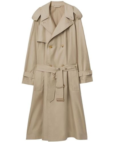 Burberry Double-breasted Silk Trench Coat - Natural