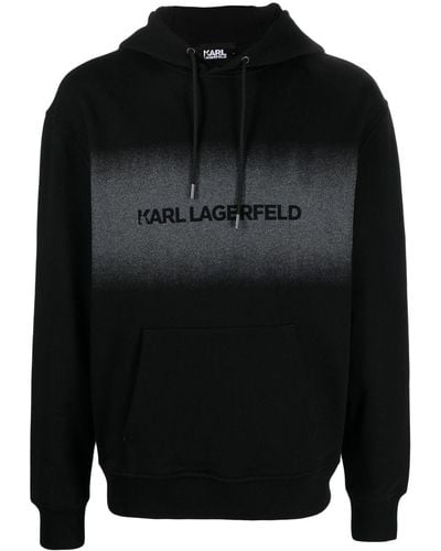 Karl Lagerfeld Logo-print Faded Hoodie - Black