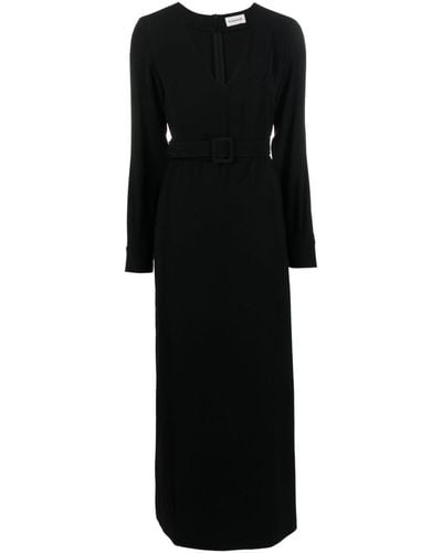 P.A.R.O.S.H. V-neck Belted Maxi Dress - Black