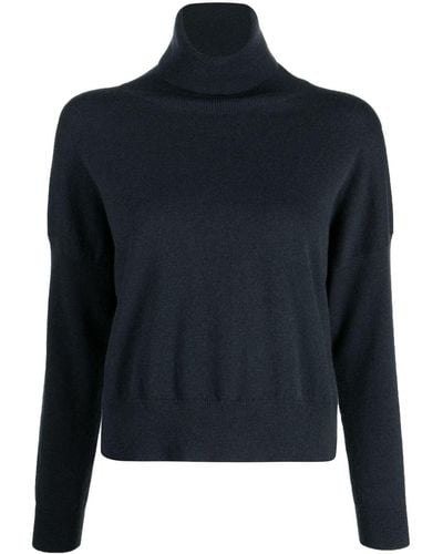 N.Peal Cashmere Roll-neck Ribbed-knit Cashmere Jumper - Blue