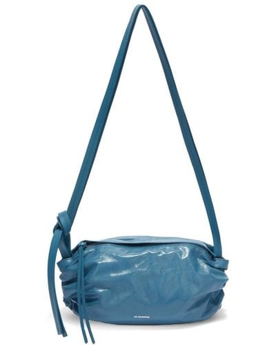 Jil Sander Drawstring-detail Leather Crossbody Bag - Blue