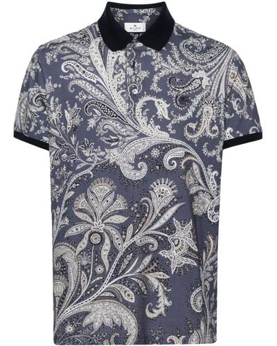 Etro Paisley-Print Polo Shirt - Blue