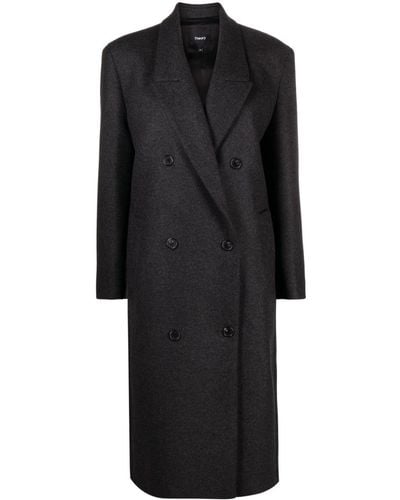 Theory Mélange Double-breasted Coat - Black