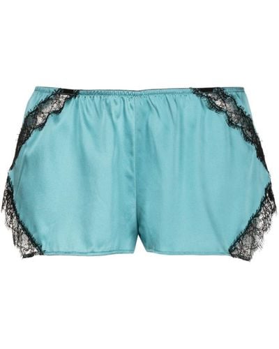 Kiki de Montparnasse Pantalones cortos con panel de encaje - Azul
