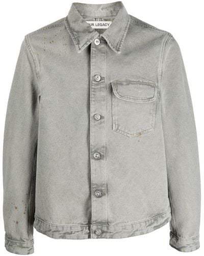 Our Legacy Flap-pocket Button-up Denim Jacket - Grey