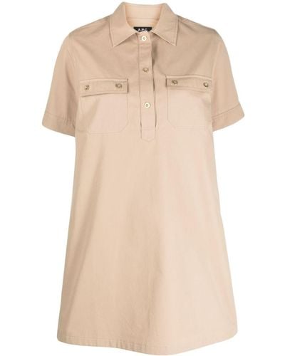 A.P.C. Short-sleeve Shift Dress - Natural