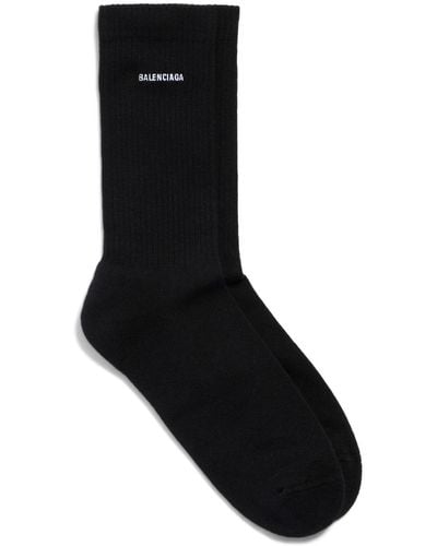 Balenciaga Logo-embroidered Ankle Socks - Black