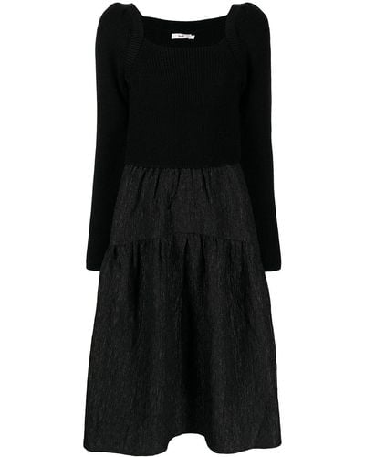 B+ AB Midi-jurk Met Vierkante Hals - Zwart
