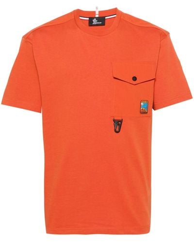 3 MONCLER GRENOBLE Flap-pocket Cotton T-shirt - Orange