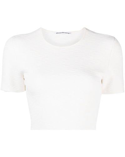 Alexander Wang モノグラム クロップド Tシャツ - ホワイト