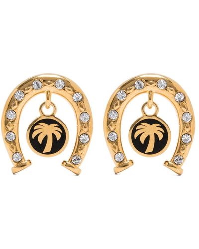 Palm Angels Horseshoe Crystal-embellished Earrings - Metallic