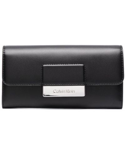 Calvin Klein Logo Plaque Foldover Wallet - Black